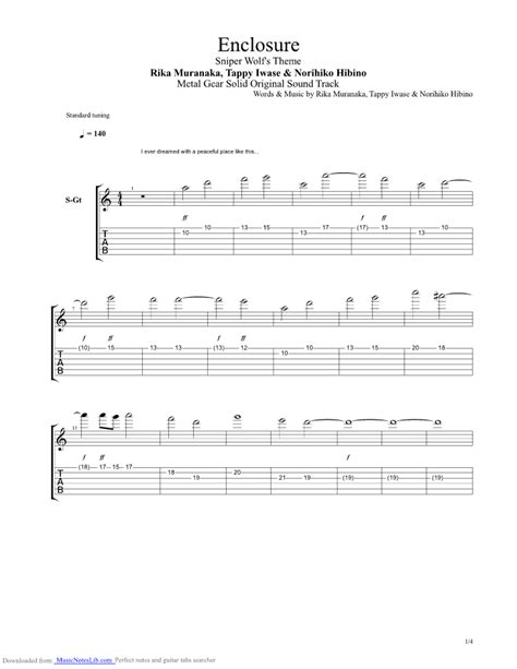 metal gear solid enclosure guitar tab|Metal Gear Solid 4 .